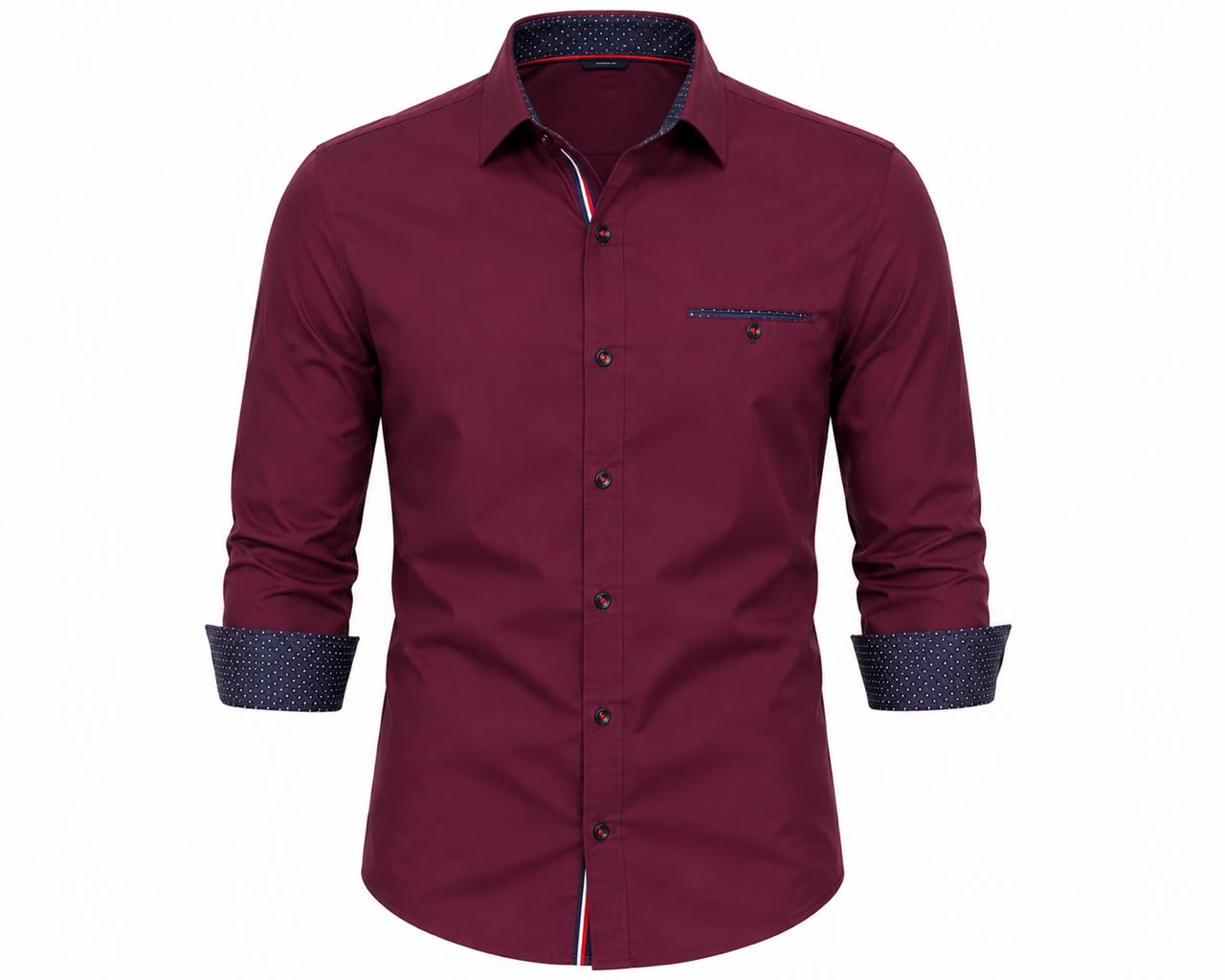 Men’s Burgundy Slim Fit Dress Shirt | Premium Long Sleeve Button-Up Casual & Formal Shirt