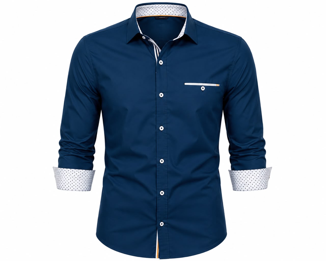 Men’s Navy Blue Slim Fit Dress Shirt | Premium Long Sleeve Button-Up Casual & Business Shirt