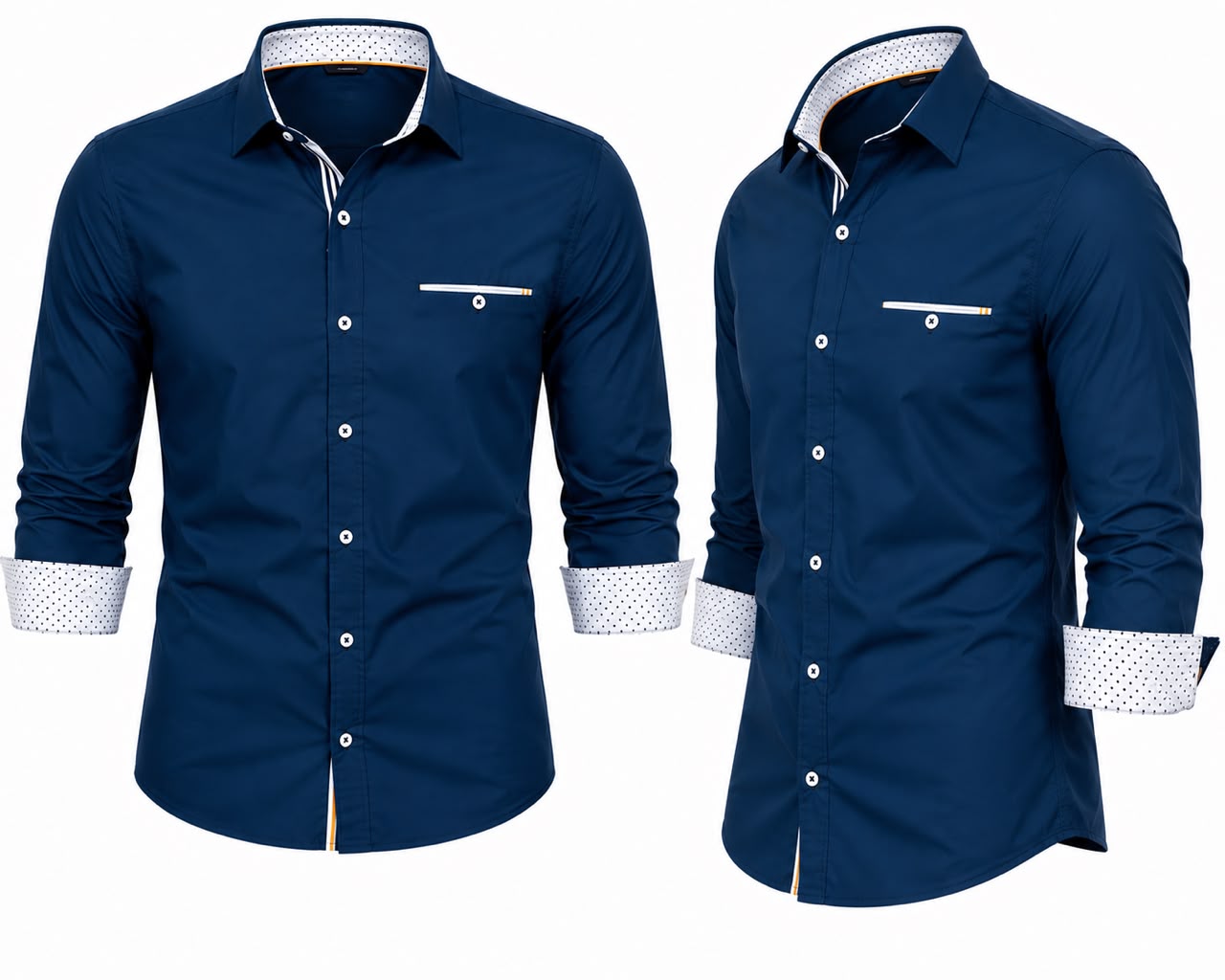 Men’s Navy Blue Slim Fit Dress Shirt | Premium Long Sleeve Button-Up Casual & Business Shirt
