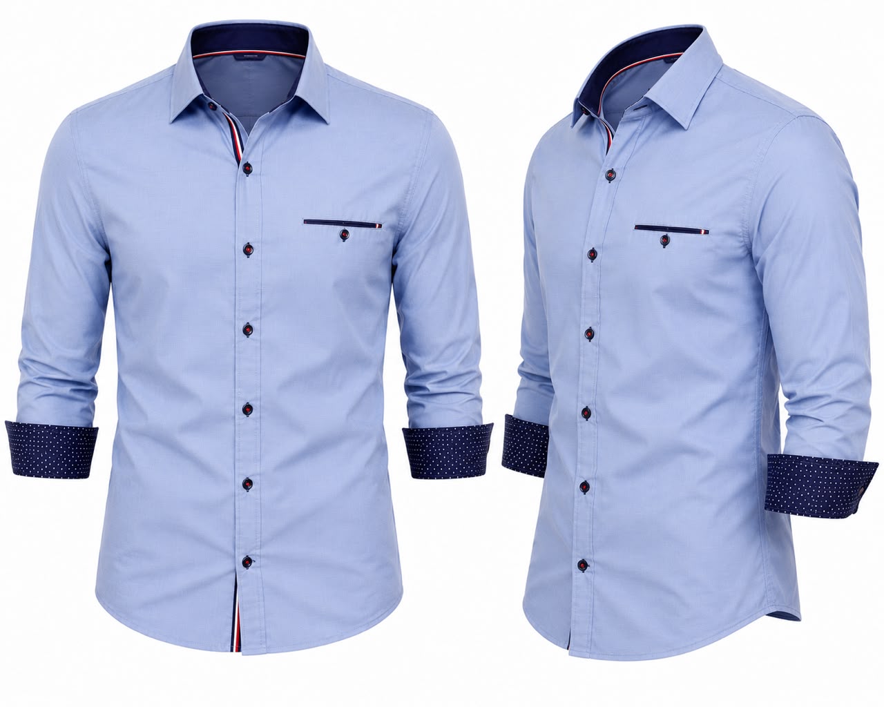 Men’s Sky Blue Slim Fit Dress Shirt | Premium Long Sleeve Button-Up Casual Shirt