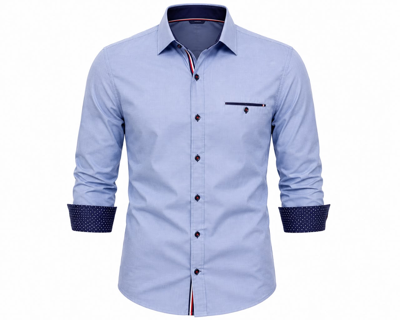 Men’s Sky Blue Slim Fit Dress Shirt | Premium Long Sleeve Button-Up Casual Shirt