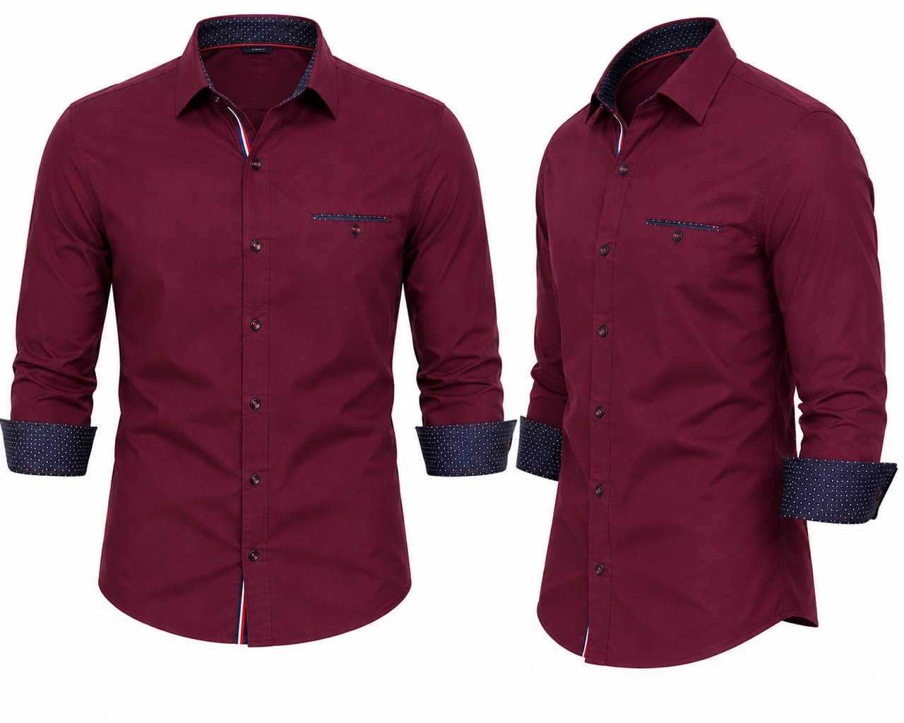 Men’s Burgundy Slim Fit Dress Shirt | Premium Long Sleeve Button-Up Casual & Formal Shirt